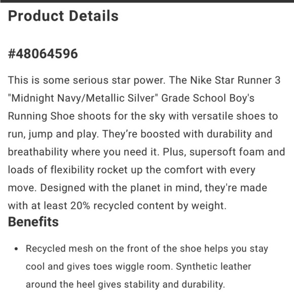 Nike Star Runner 3 "Midnight Navy/Metallic Silver" Running Sneaker - Picture 8 of 9